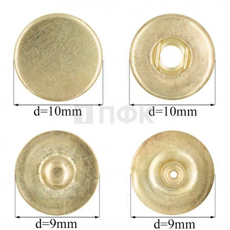 Кнопка для одежды 10мм Альфа латунь цв золото (уп 1440шт)