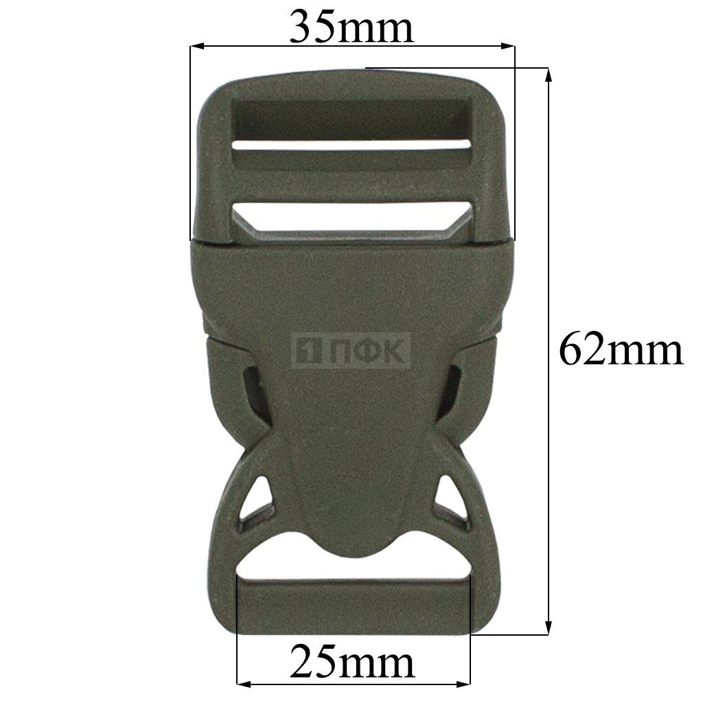 Фастекс (защелка-трезубец) ПП 25мм цв хаки (уп 200шт) 1001 ПФК