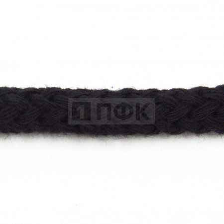 Шнур вязаный ХЛОПОК регенерированный 8мм цв черный (уп 100м)
