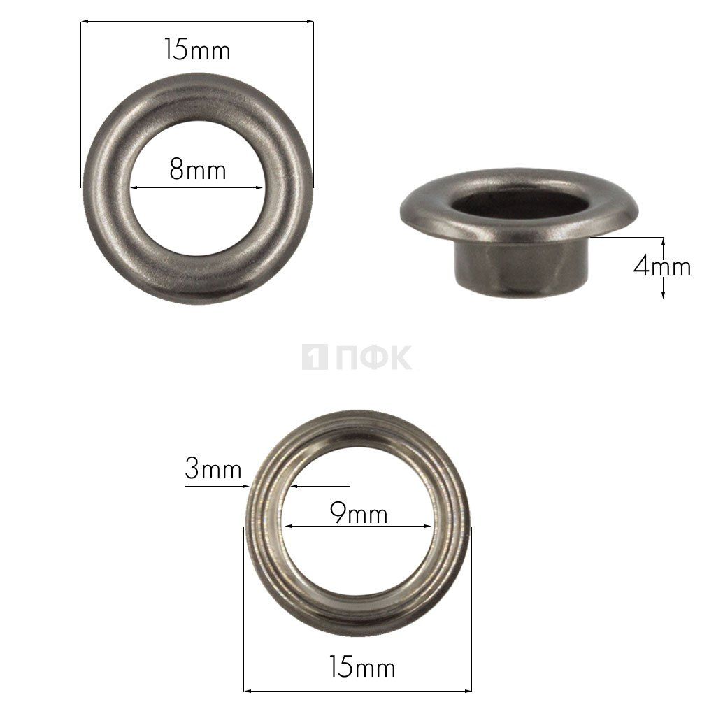 Люверсы №5 8мм нерж цв никель тем (уп 1000шт) — ПФКР Люверсы №5 8мм нерж цв никель тем (уп 1000шт)
