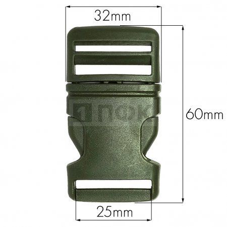 Фастекс (защелка-трезубец) ПП 25мм цв оливковый (уп 200/3800шт) 8921