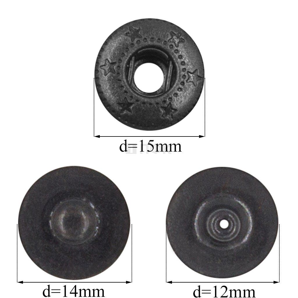3 Части кнопки для одежды 15мм Альфа сталь цв оксид (уп 720шт)