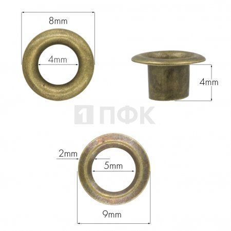 люверсы №2 4мм латунь цв антик (уп 5000шт) люверсы №2 4мм латунь цв антик (уп 5000шт)