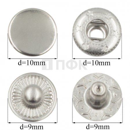 Кнопка для одежды 10мм Альфа латунь цв никель (уп 1440шт)