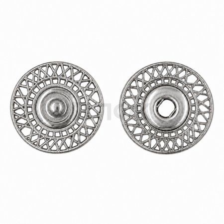Кнопка пришивная декоративная YM-1615 15мм цв никель (уп 100шт/кор 1000шт)