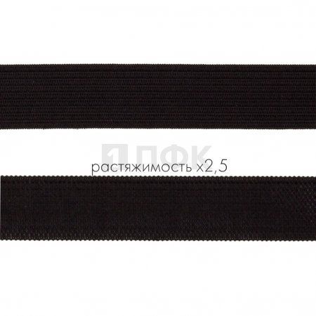 Резинка вязанная 20мм 6.66 гр/м цв черный (рул 40м/уп 600м) Резинка вязанная 20мм 6.66 гр/м цв черный (рул 40м/уп 600м)