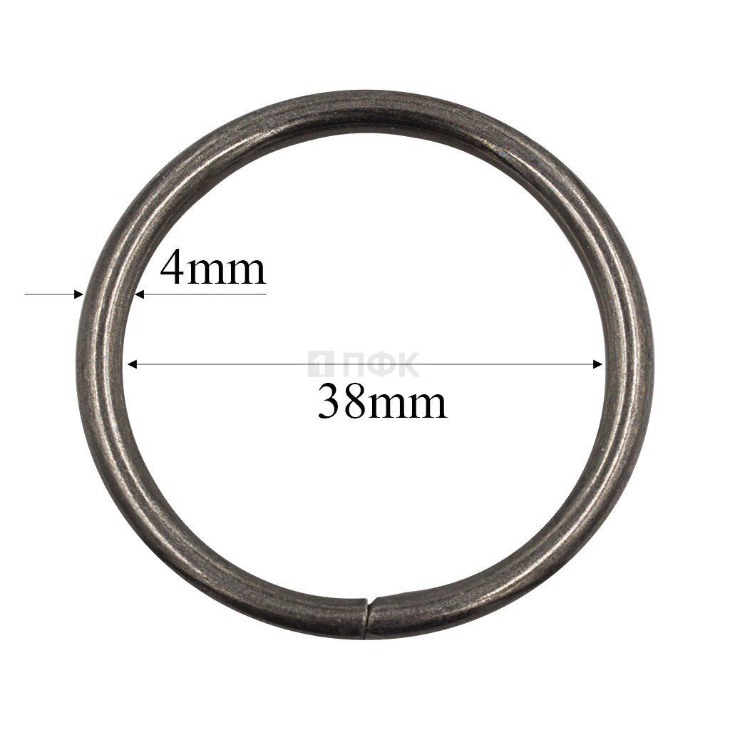 Кольцо металлическое 38мм (толщ 4мм) цв никель тем (уп 500шт/5000шт)