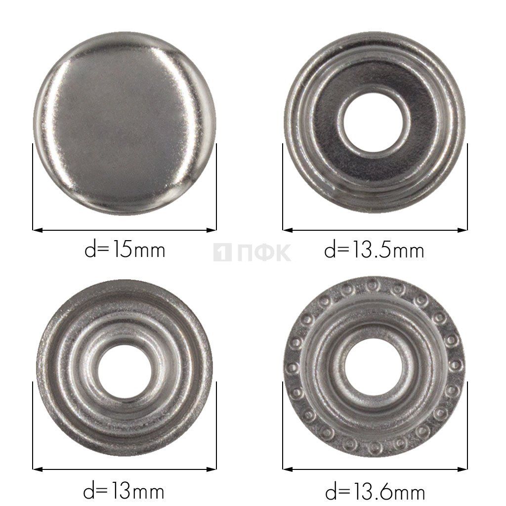 Кнопка для одежды 15мм №61 латунь цв никель тем (уп 720шт) NEW STAR