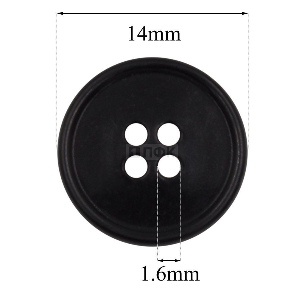 Пуговица КЛ 14-4 ПА 14мм цв черный (уп 1000шт)