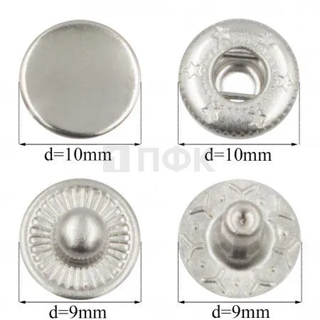 Кнопка для одежды 10мм Альфа нерж цв никель (уп 1440шт)