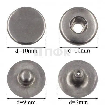 Кнопка для одежды 10мм Альфа нерж цв никель тем (уп 1440шт)