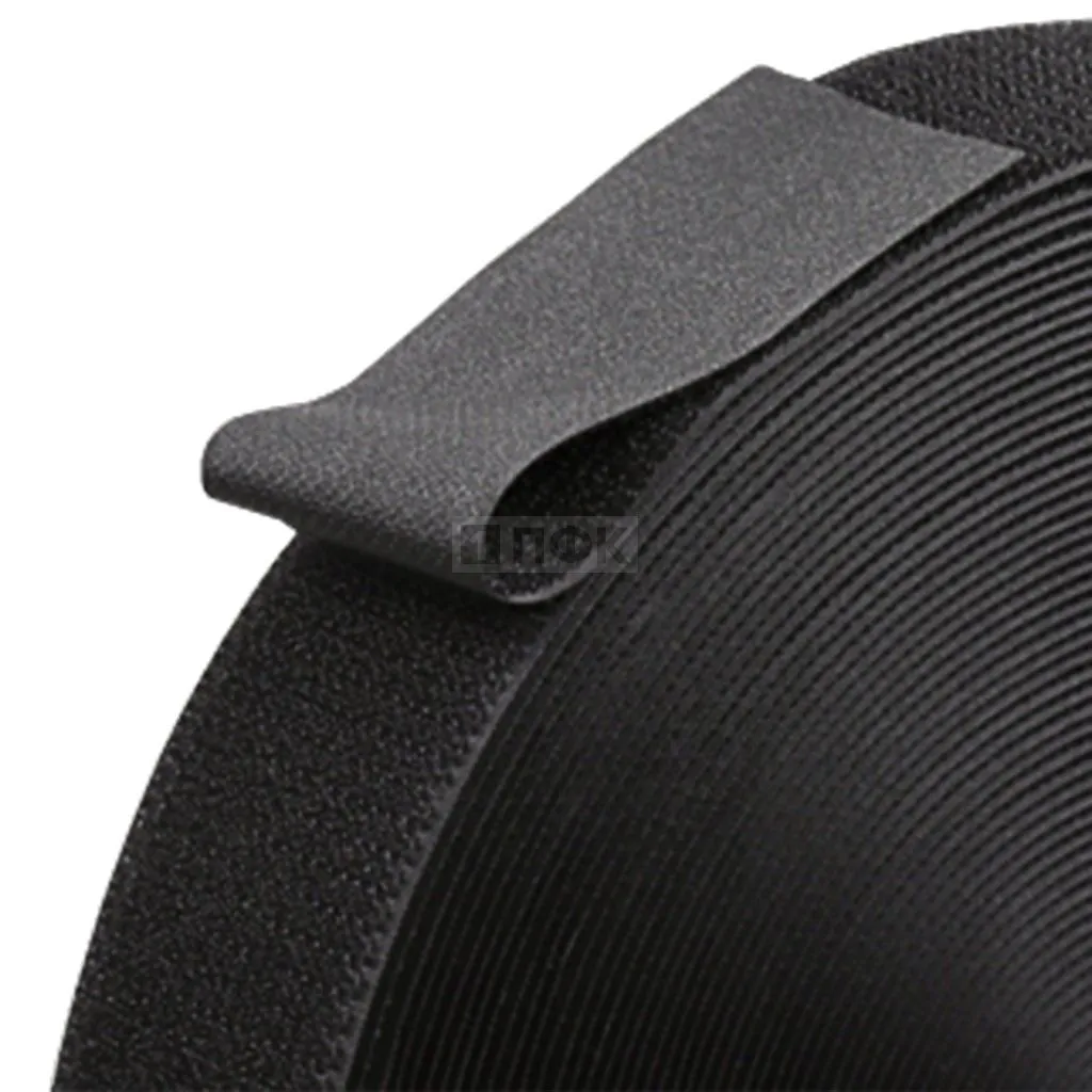 Лента контактная пришивная (липучка/велькро) ГИБРИДНАЯ "2в1" 100мм цв черный (рул 25м/кор 250м)