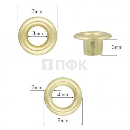 Люверсы №17 3мм латунь цв золото (уп 5000шт) Люверсы №17 3мм латунь цв золото (уп 5000шт)