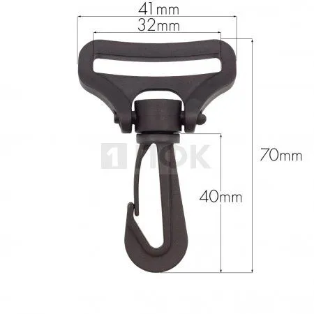 Карабин пластик поворотный 32мм POM цв чёрный (уп 200шт) 360 градусов Карабин пластик поворотный 32мм POM цв чёрный (уп 200шт) 360 градусов