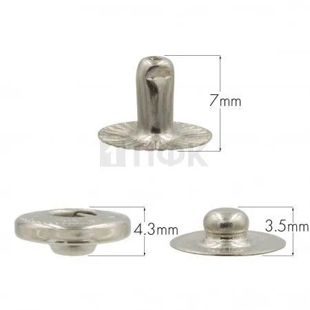 3 Части кнопки для одежды 12,5мм Альфа латунь цв никель (уп 1440шт) NEW STAR