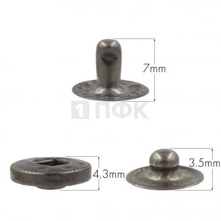 3 Части кнопки для одежды 12,5мм Альфа латунь цв никель тем (уп 1440шт) NEW STAR