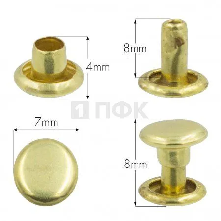 Хольнитены №33 7х7мм 2-х сторон сталь цв золото (упак 2000шт)