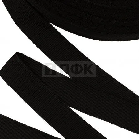 Стропа окантовочная 25мм 6,41 гр/м цв черный (рул 100м/уп 1200м) РБ Стропа окантовочная 25мм 6,41 гр/м цв черный (рул 100м/уп 1200м) РБ