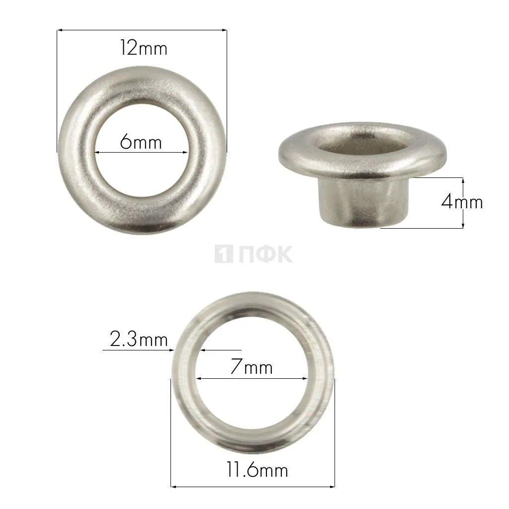 Люверсы №4 6мм сталь цв никель (уп 5000шт) 