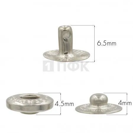 3 Части кнопки для одежды 12,5мм Альфа латунь цв никель (уп 1440шт) STRONG