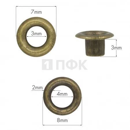 Люверсы №17 3мм латунь цв антик (уп 5000шт) Люверсы №17 3мм латунь цв антик (уп 5000шт)