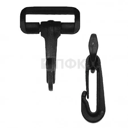 Карабин пластик поворотный 32мм ПП цв чёрный (уп 500шт/кор5000шт) Карабин пластик поворотный 32мм ПП цв чёрный (уп 500шт/кор5000шт)