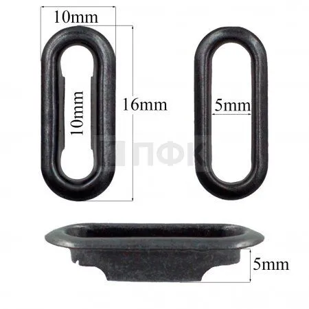 Люверсы овал 10мм латунь цв оксид (уп 1000шт) 