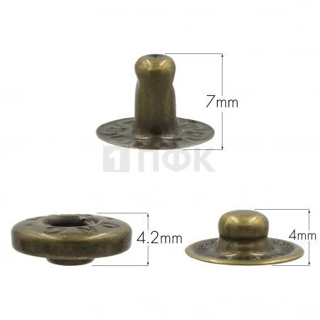 3 Части кнопки для одежды 12,5мм Альфа нерж цв антик (уп 1440шт) DNG