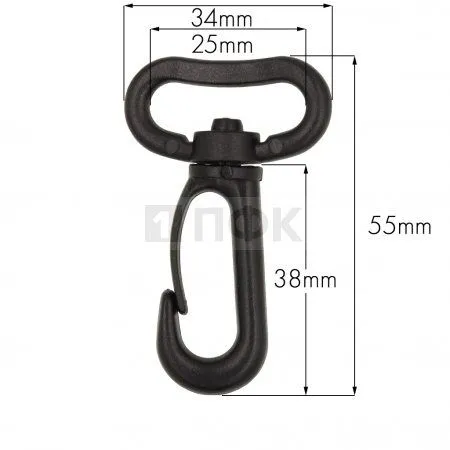 Карабин пластик поворотный 25мм РОМ цв чёрный арт.В1-018 (уп 100/5000шт) 360 градусов Карабин пластик поворотный 25мм РОМ цв чёрный арт.В1-018 (уп 100/5000шт) 360 градусов