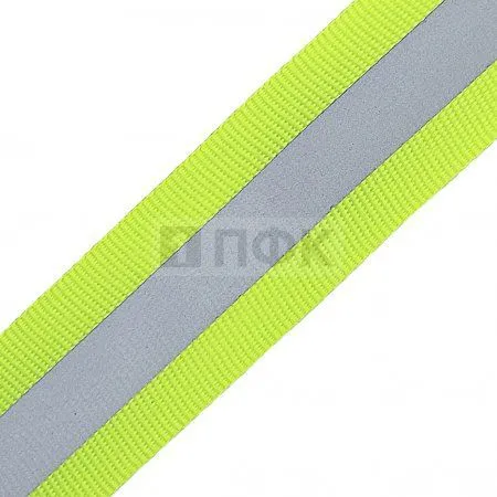 Стропа светоотражающая 25мм цв неон-лимон (рул 50м) Стропа светоотражающая 25мм цв неон-лимон (рул 50м)