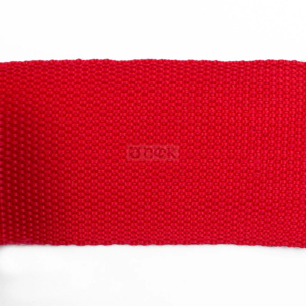 Стропа текстильная (лента ременная) 50мм 26,5 гр/м цв 200 красный (рул 50м/уп 3000м)